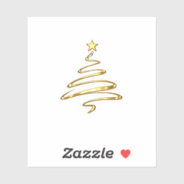 ラグジュアリーゴールドラインアートクリスマスツリーステッカー モダン シール