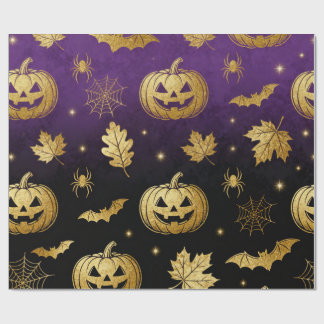 ラグジュアリーゴールドラメ ハロウィン ギフト包装紙 ラッピングペーパー