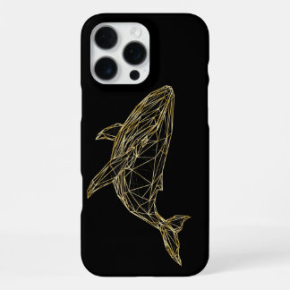 ラグジュアリーゴールド幾何学クジラ iPhone 16 PRO MAXケース