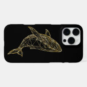ラグジュアリーゴールド幾何学クジラ iPhoneケース (裏面横)