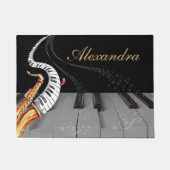 ラグジュアリーサクソフォンピアノ音楽パーソナライズされたノート ドアマット (正面)