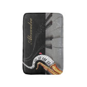 ラグジュアリーサクソフォンピアノ音楽パーソナライズされたノート バスマット (正面縦)