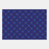 ラグジュアリーサファイアブルーパターン(の模様が)ある金ゴールド ラッピングペーパーシート (正面3)