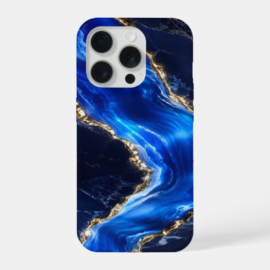 ラグジュアリーサファイア大理石の川 iPhoneケース (裏面)