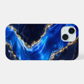 ラグジュアリーサファイア大理石の川 iPhone 15ケース (裏面横)