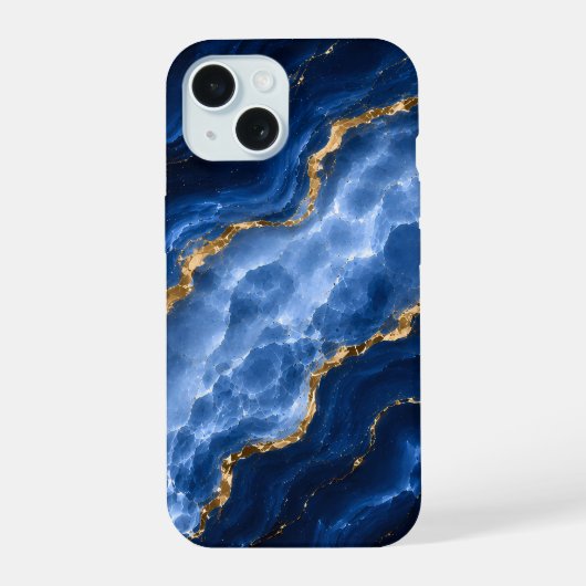 ラグジュアリーサファイア大理石めのう iPhone 15ケース (裏面)
