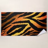 ラグジュアリーサマータイモノグラムのムタイガー金ゴールド ビーチタオル (正面)