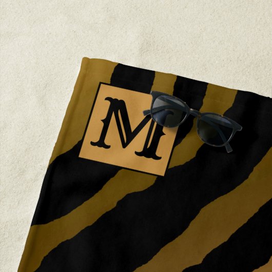 ラグジュアリーサマータイモノグラムのムタイガー金ゴールド ビーチタオル (インサイチュ)