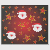 ラグジュアリーサンタクロース赤フェイク金ゴールドクリスマススターズ ラッピングペーパー (フラット)