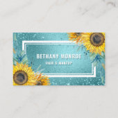 ラグジュアリーサンフラワーブルーグリッターフォイルヘアメイクアップ 名刺 (正面)