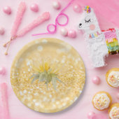 ラグジュアリーサンフラワー金ゴールド結婚グリッター ペーパープレート (パーティー)