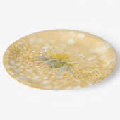 ラグジュアリーサンフラワー金ゴールド結婚グリッター ペーパープレート (アングル)