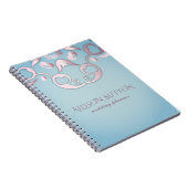 ラグジュアリーシエレガントック縁どピンクオンアクアマリンブルー ノートブック (右側)