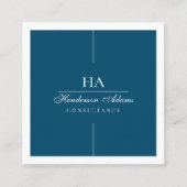 ラグジュアリーシグネチャースクリプト海ブルーとホワイト スクエア名刺 (正面)