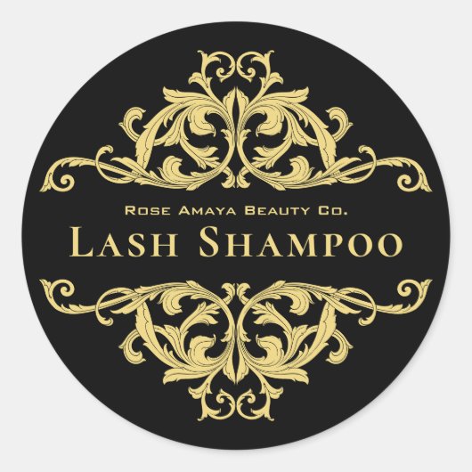 ラグジュアリーシックなブラック金ゴールドダマスクラッシュクリーナー ラウンドシール (正面)