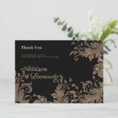 ラグジュアリーシックなブラック金ゴールドフローラレースありがとう 招待状 (スタンド正面)