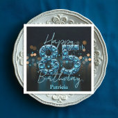 ラグジュアリーシックサファイアブルー&ブラック85誕生日 スタンダードカクテルナプキン