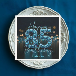 ラグジュアリーシックサファイアブルー&ブラック85誕生日 スタンダードカクテルナプキン