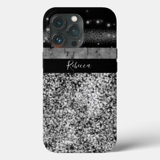 ラグジュアリーシックシルバーギッター署名モノグラム Case-Mate iPhoneケース (裏面)