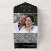 ラグジュアリーシックシルバーブラック結婚ズ オールインワン招待状 (外側)