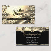 ラグジュアリーシックデラックスブラック金ゴールドゴールデングラデーション華美 名刺 (正面/裏面)