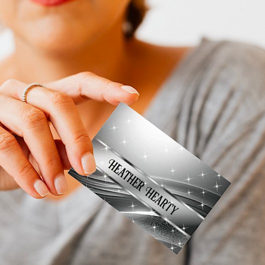 ラグジュアリーシックデラックスリキッドシルバースチールクロムグレー 名刺