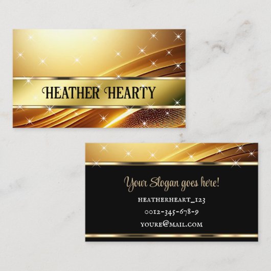 ラグジュアリーシックデラックスリキッド金ゴールドゴールデングラデーションサテン 名刺 (正面/裏面)