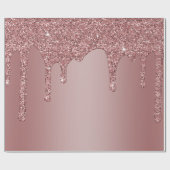 ラグジュアリーシックバラ金ゴールドスパークルグリッタードリップ ラッピングペーパー (フラット)