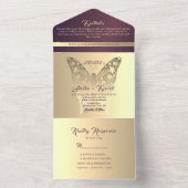 ラグジュアリーシックパープル結婚ズ オールインワン招待状 (内側)