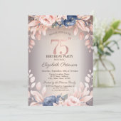 ラグジュアリーシックフローラ、ストリングライト75th誕生日 招待状 (スタンド正面)