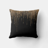 ラグジュアリーシックブラック金ゴールドスパークリーグリッターフリンジ クッション (裏面)