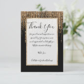 ラグジュアリーシックブラック金ゴールドスパークリーグリッターフリンジ サンキューカード (スタンド正面)