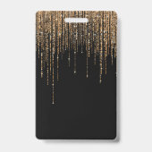 ラグジュアリーシックブラック金ゴールドスパークリーグリッターフリンジ バッジ (Back)