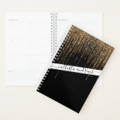 ラグジュアリーシックブラック金ゴールドスパークリーグリッターフリンジ プランナー手帳 (ディスプレー)