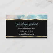 ラグジュアリーシック三角形パターン金ゴールドティール(緑がかった色)ブルーグラデーション 名刺 (裏面)