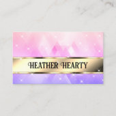 ラグジュアリーシック三角形パターン金ゴールドパープルグラデーション 名刺 (正面)