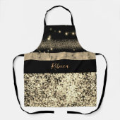 ラグジュアリーシック金ゴールドグリッターシグネチャーモノグラム エプロン (正面)