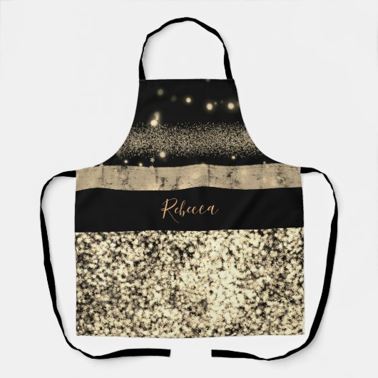 ラグジュアリーシック金ゴールドグリッターシグネチャーモノグラム エプロン (正面)