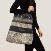 ラグジュアリーシック金ゴールドグリッターシグネチャーモノグラム クロスボディバッグ (クローズアップ)