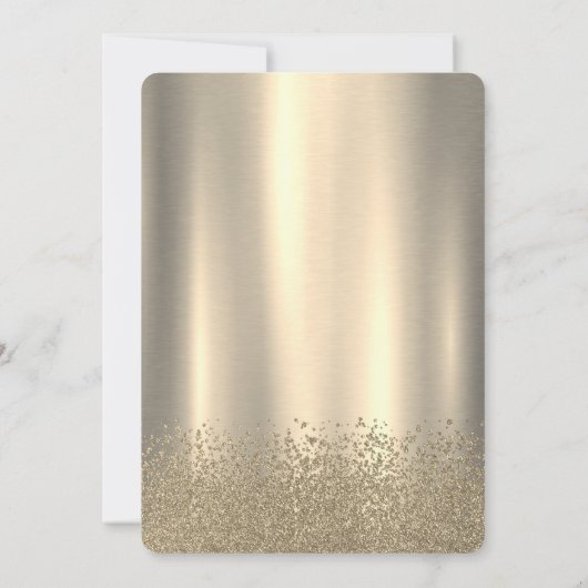 ラグジュアリーシック金ゴールドグリッタードレスティアラスウィート16 招待状 (裏面)