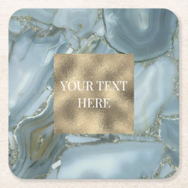 ラグジュアリーシック金ゴールドグリッター大理石 スクエアペーパーコースター