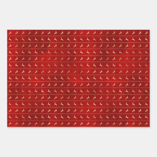 ラグジュアリーシック金ゴールドトナディアレッドクリスマスホリデーズ ラッピングペーパーシート (正面3)