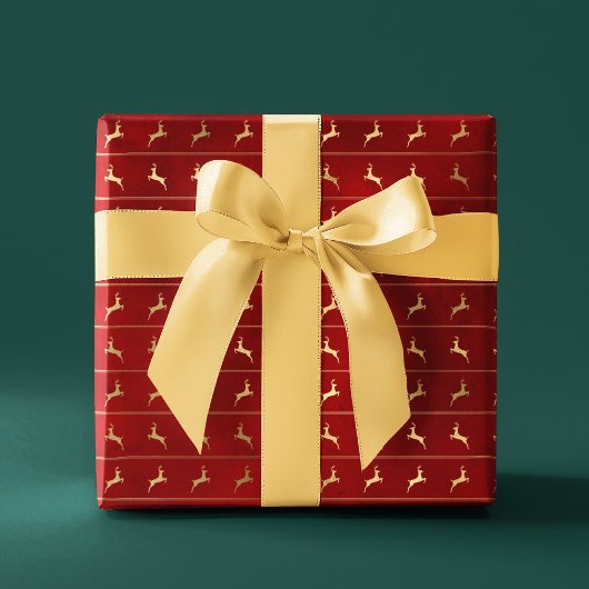 ラグジュアリーシック金ゴールドトナディアレッドクリスマスホリデーズ ラッピングペーパー