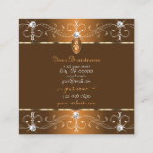 ラグジュアリーシナモンブラウンオレンジオーナメントモノグラム スクエア名刺 (裏面)