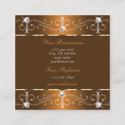 ラグジュアリーシナモン華美ブラウンオーナメントと写真 スクエア名刺 (裏面)