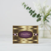 ラグジュアリーシマーリー金ゴールドとパープルグリジーライネストーンズ 名刺 (スタンド正面)