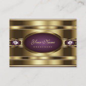 ラグジュアリーシマーリー金ゴールドとパープルグリジーライネストーンズ 名刺 (正面)