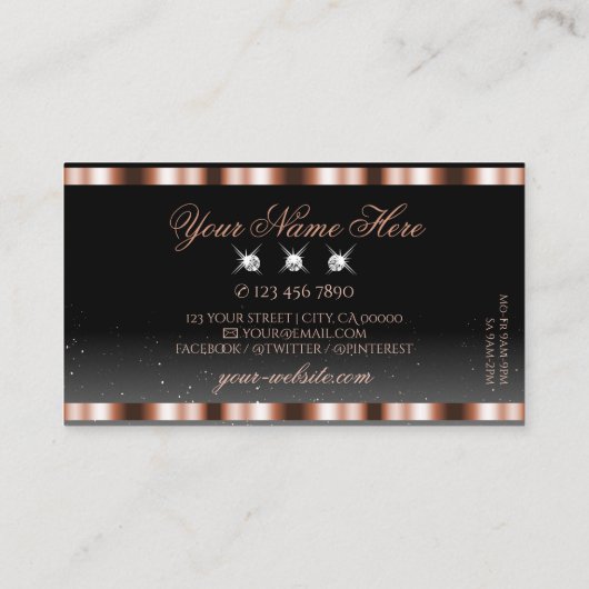 ラグジュアリーシメリーバラ金ゴールドブラックダイヤきらめくモンド 名刺 (裏面)