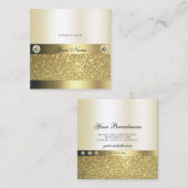 ラグジュアリーシメリー金ゴールドルミナンスグリッターとダイヤモンド スクエア名刺 (正面/裏面)