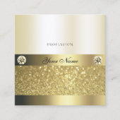 ラグジュアリーシメリー金ゴールドルミナンスグリッターとダイヤモンド スクエア名刺 (正面)